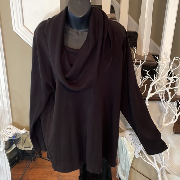 Cowl Neck Solid Deep Black Sweater. The Softest, Gorgeous Drape & Feel. - Picture 9 of 11